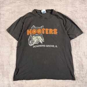 Hooters Shirt Mens Large Black Vintage 90s Double Sided Single Stitch Gruge